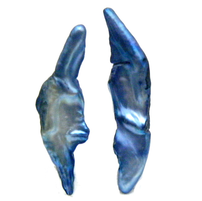 Blue Crescent Pearl Stud Earrings